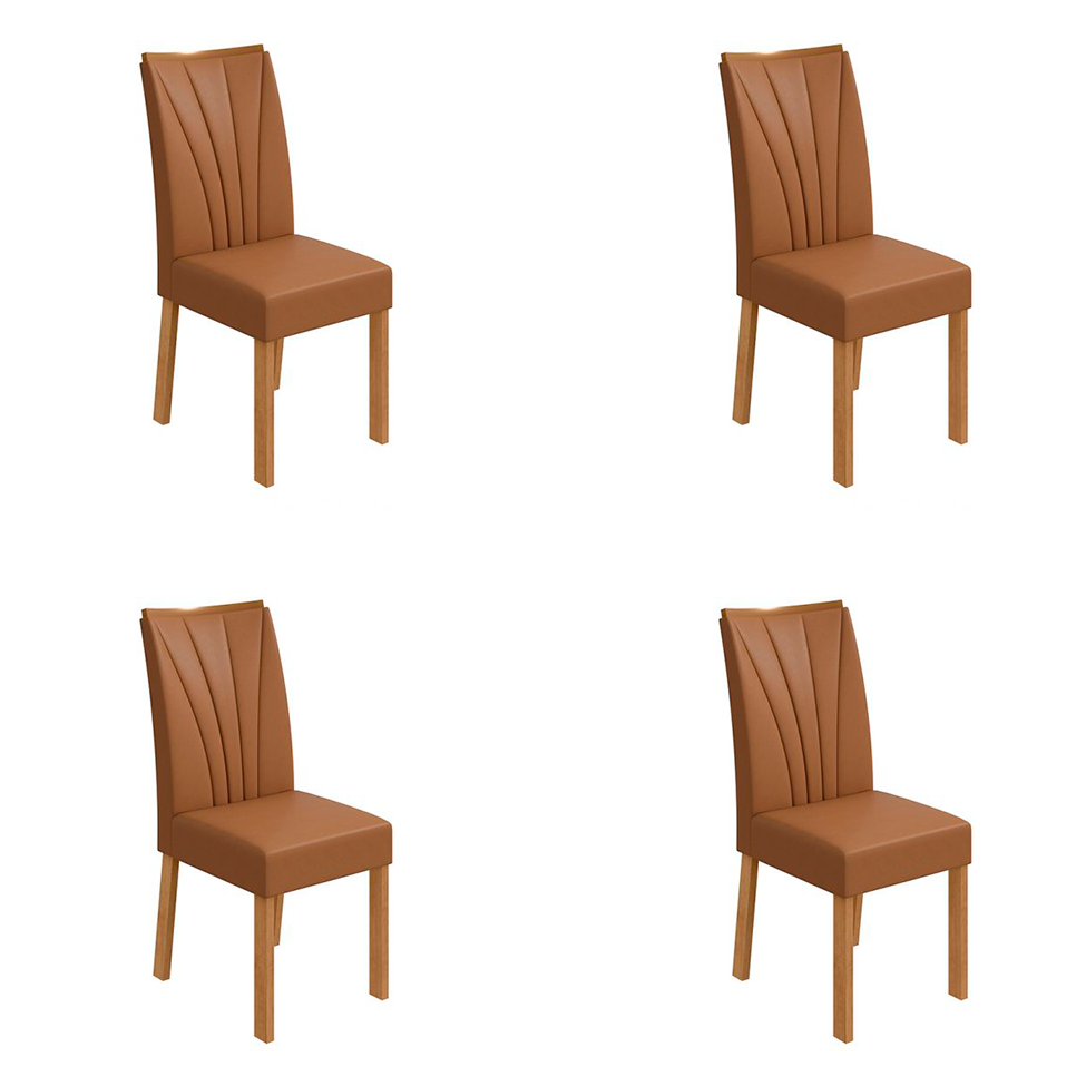 Conjunto com 4 Cadeiras Apogeu Sintético Caramelo e Amêndoa Clean