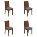 Conjunto com 4 Cadeiras Athenas Linho Cinza e Imbuia Clean