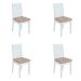 Conjunto com 4 Cadeiras Athenas Veludo Creme e Branco