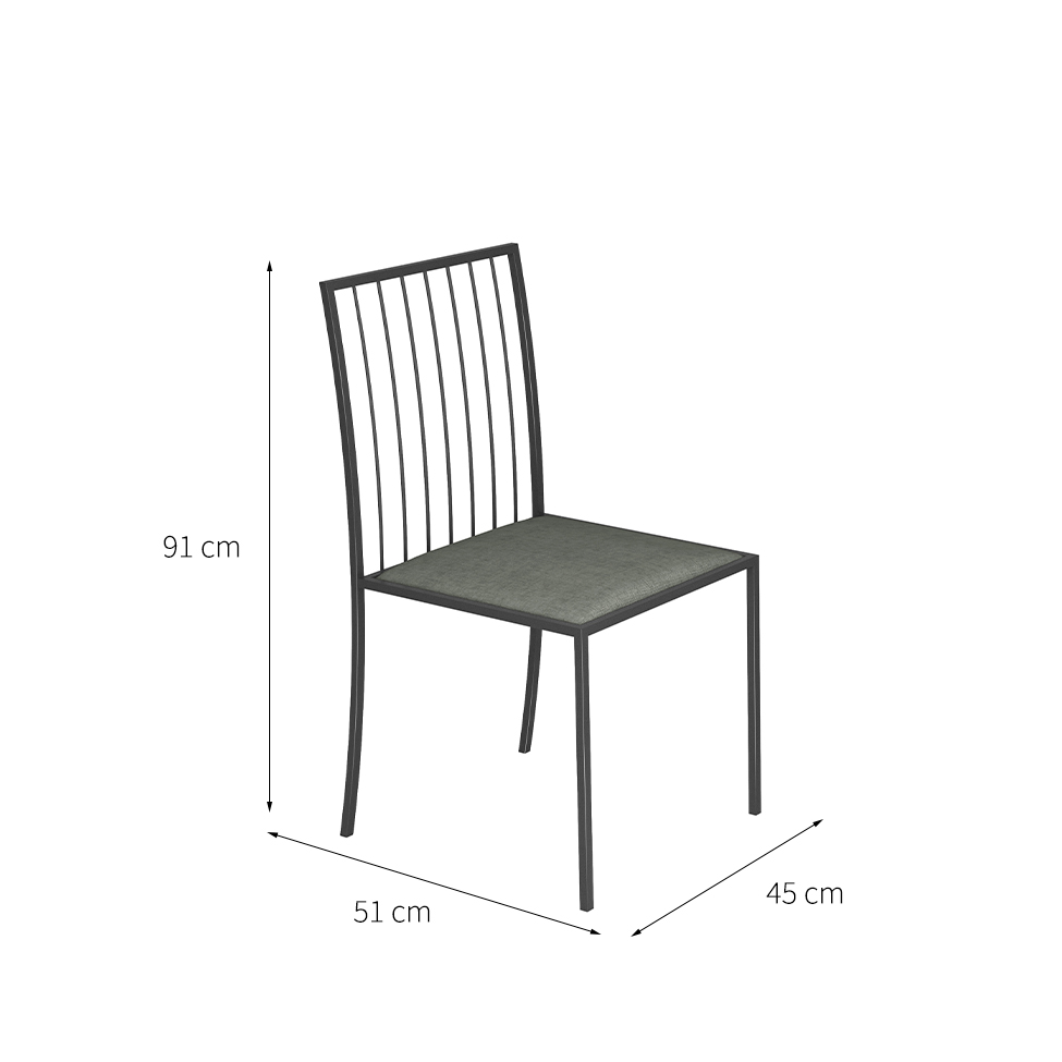 Conjunto com 4 Cadeiras Atos Linho Cinza Escuro