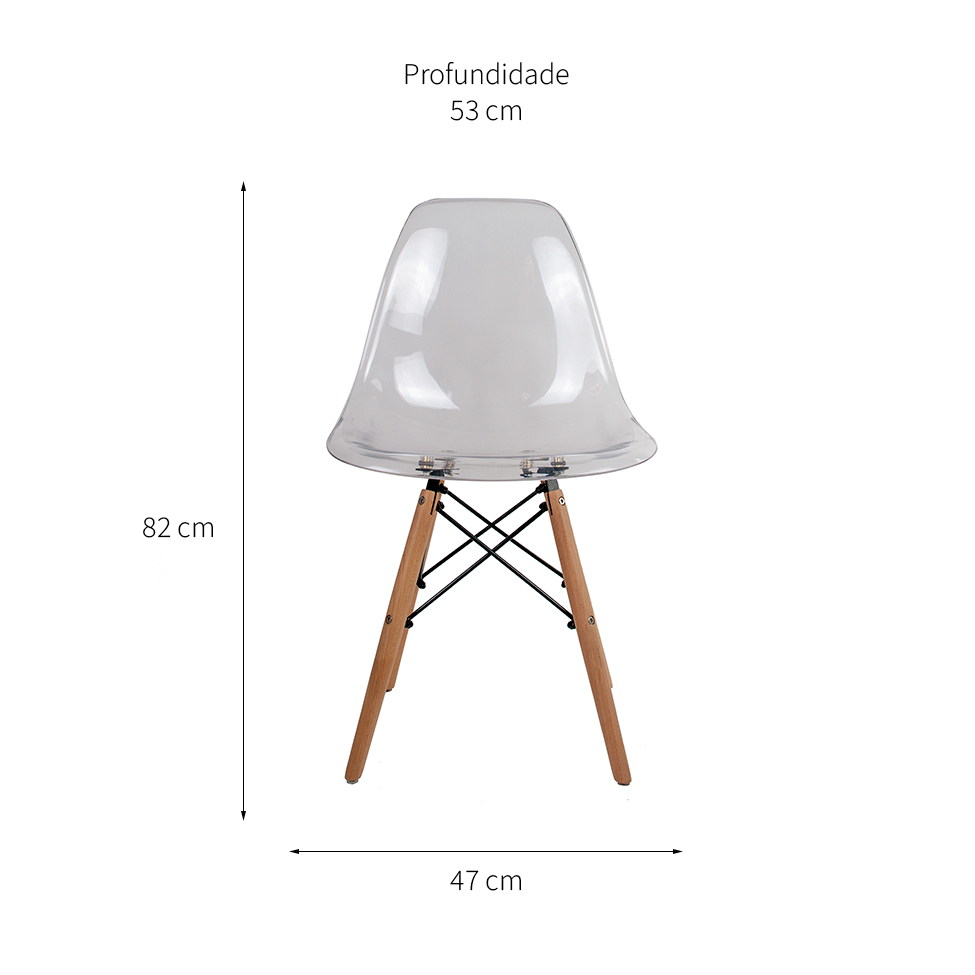 Conjunto com 4 Cadeiras Charles Eames Cristal