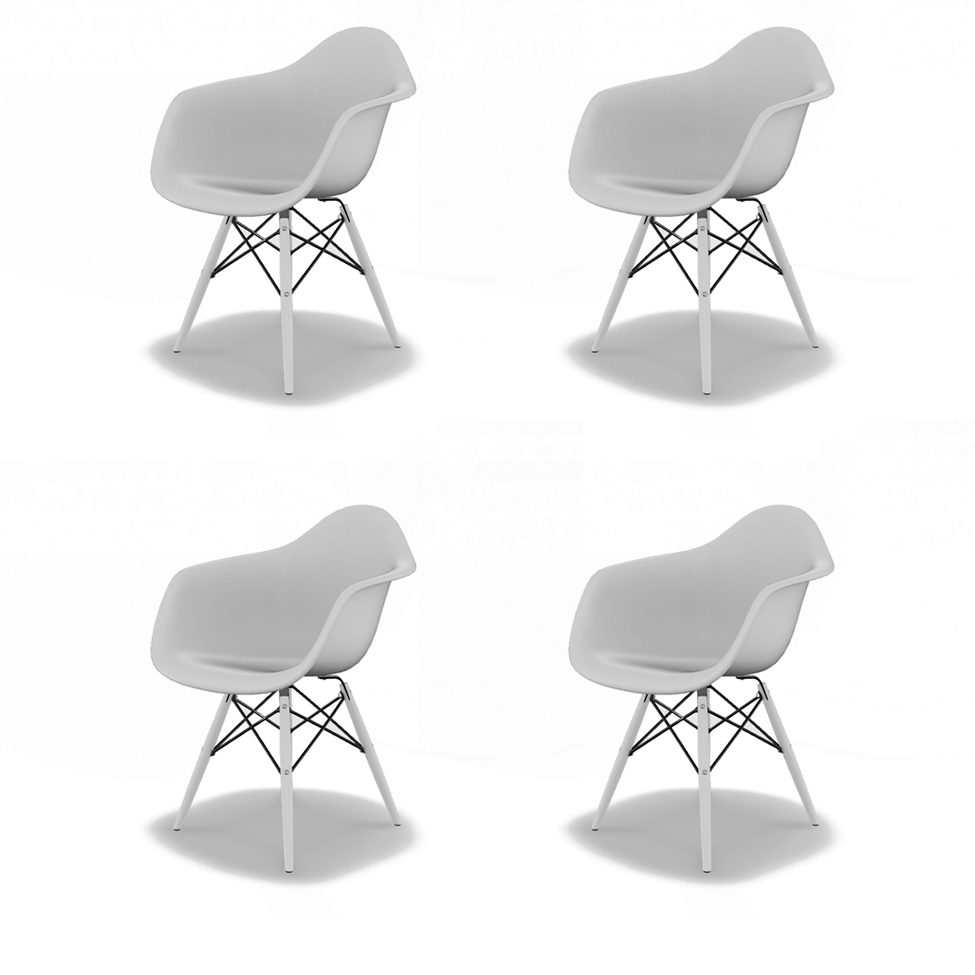 Conjunto com 4 Cadeiras Eames Arm DSW Branco