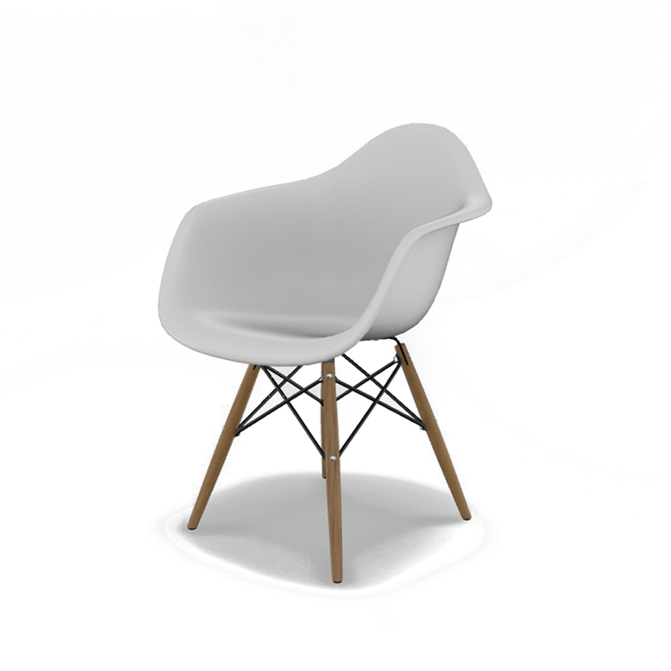 Conjunto com 4 Cadeiras Eames Arm DSW Branco e Madeira