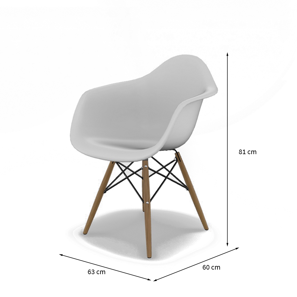 Conjunto com 4 Cadeiras Eames Arm DSW Branco e Madeira