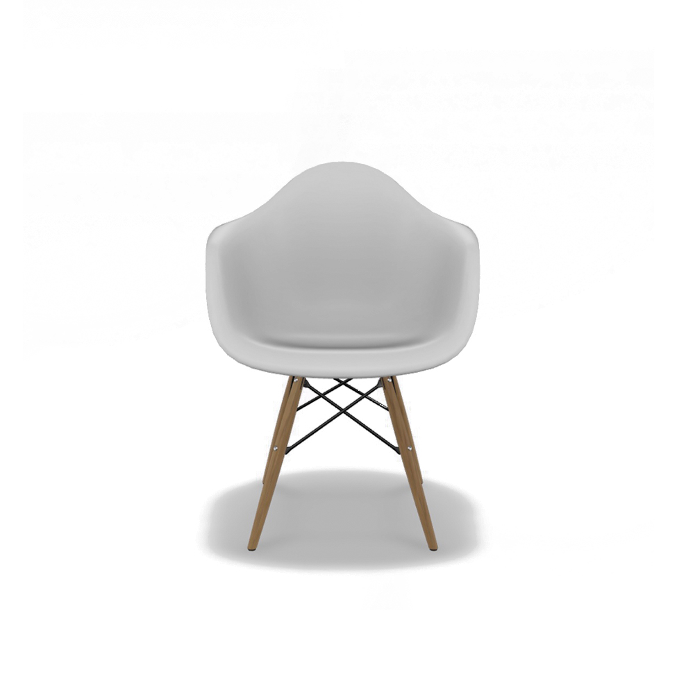 Conjunto com 4 Cadeiras Eames Arm DSW Branco e Madeira