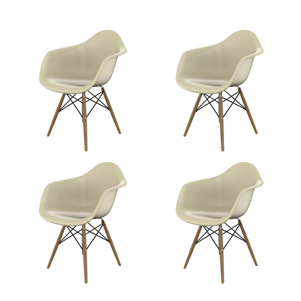 Conjunto com 4 Cadeiras Eames Arm DSW Fendi e Madeira