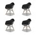 Conjunto com 4 Cadeiras Eames Arm DSW Preto e Madeira