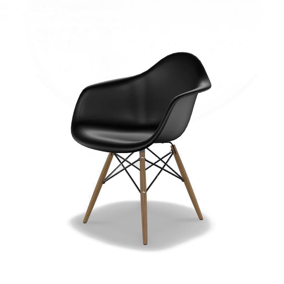 Conjunto com 4 Cadeiras Eames Arm DSW Preto e Madeira
