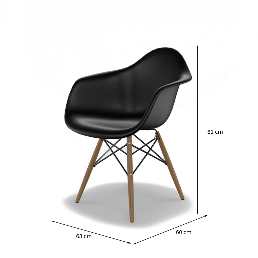 Conjunto com 4 Cadeiras Eames Arm DSW Preto e Madeira