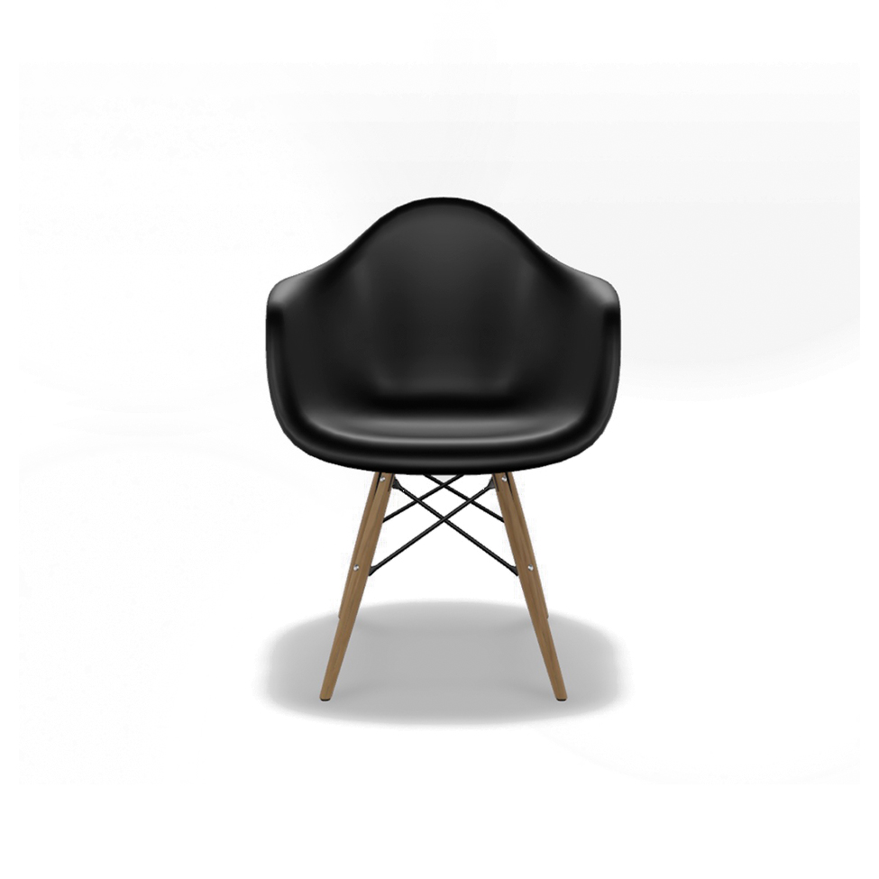 Conjunto com 4 Cadeiras Eames Arm DSW Preto e Madeira