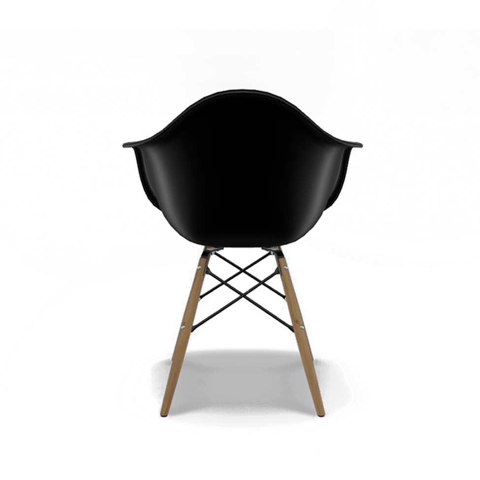 Conjunto com 4 Cadeiras Eames Arm DSW Preto e Madeira