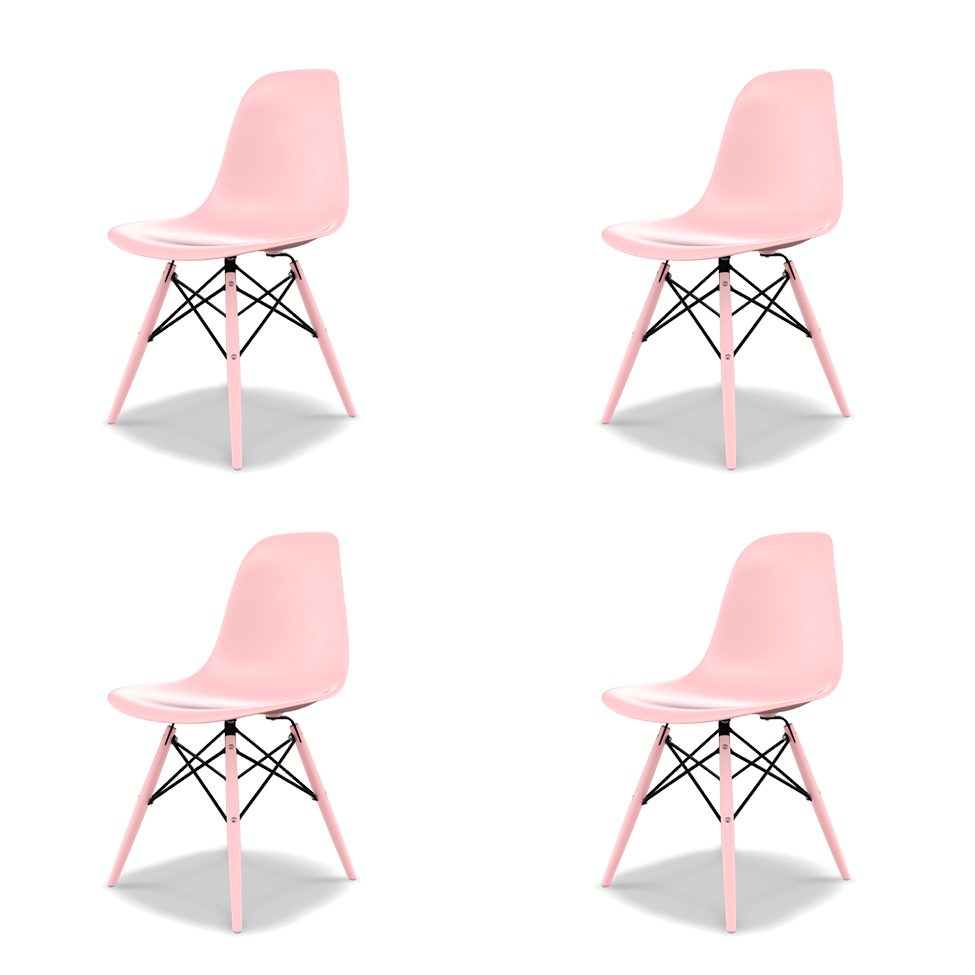 Conjunto com 4 Cadeiras Eames DSW Rosa