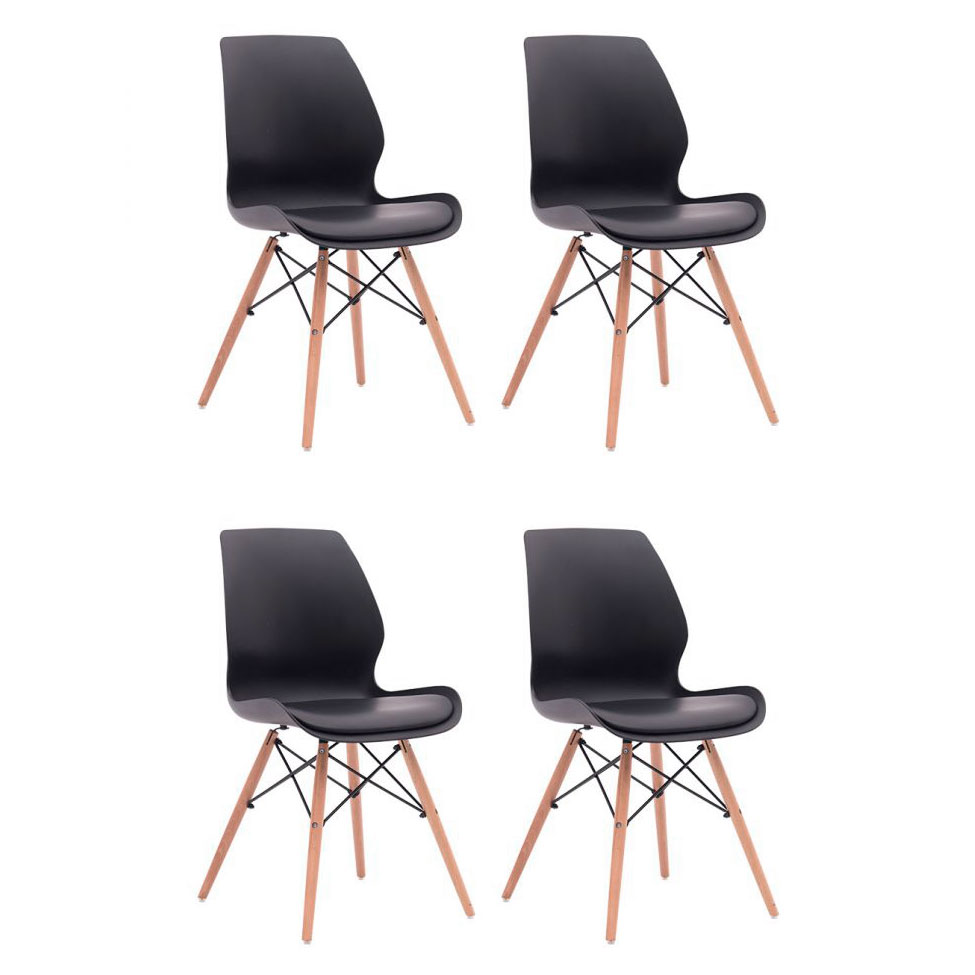 Conjunto com 4 Cadeiras Eames Eiffel Rubi Preto