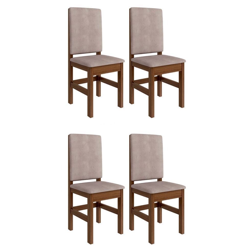 Conjunto com 4 Cadeiras Mistic Suede Canela