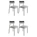 Conjunto com 4 Cadeiras Mona Linho Cinza e Preto
