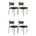 Conjunto com 4 Cadeiras Mona Linho Grafite e Preto