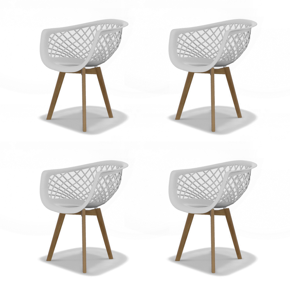 Conjunto com 4 Cadeiras Web Wood Branco