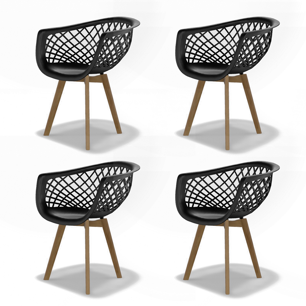 Conjunto com 4 Cadeiras Web Wood Preto