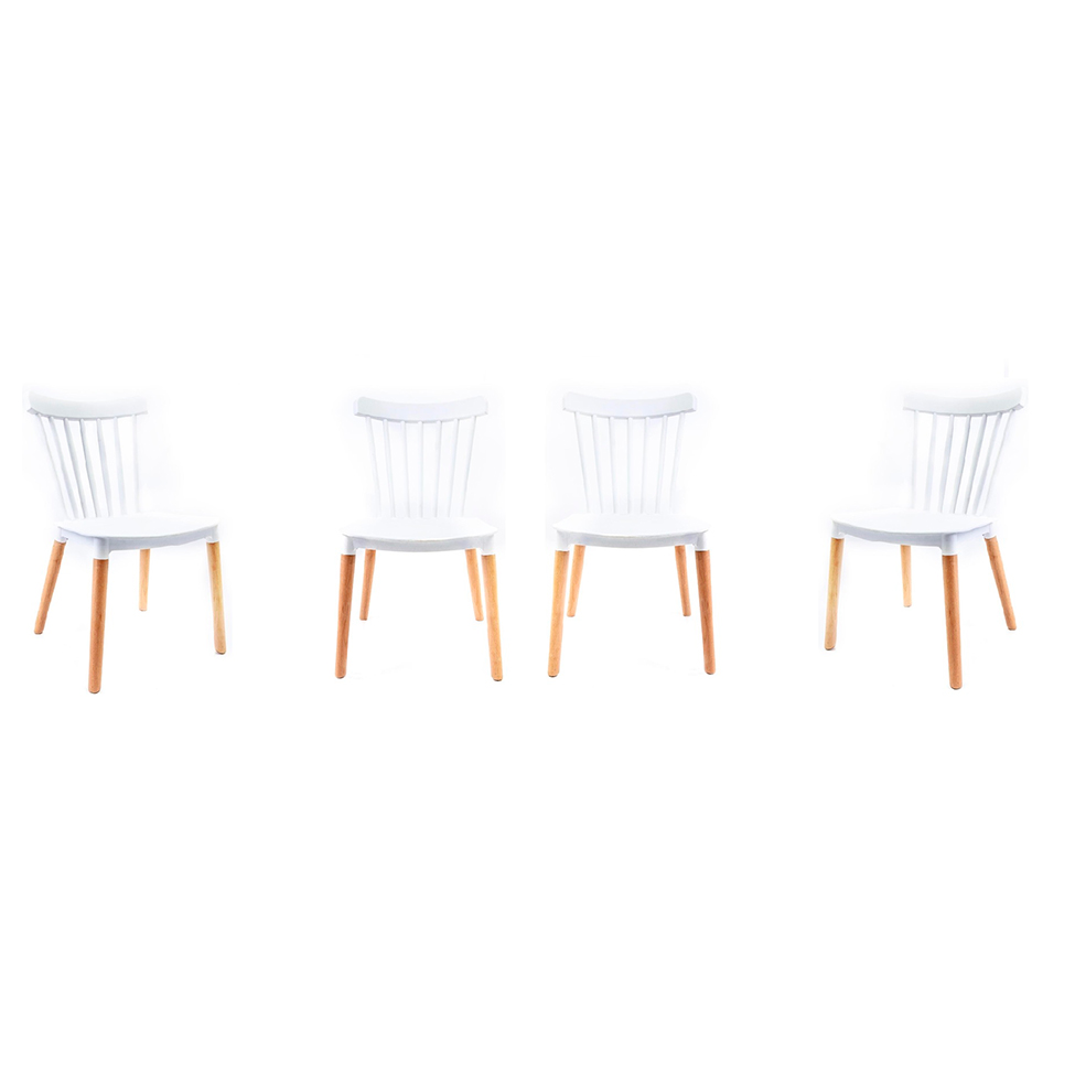 Conjunto com 4 Cadeiras Windsor Branco