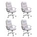 Conjunto com 4 Cadeiras de Escritório Presidente Giratórias Finland Branco