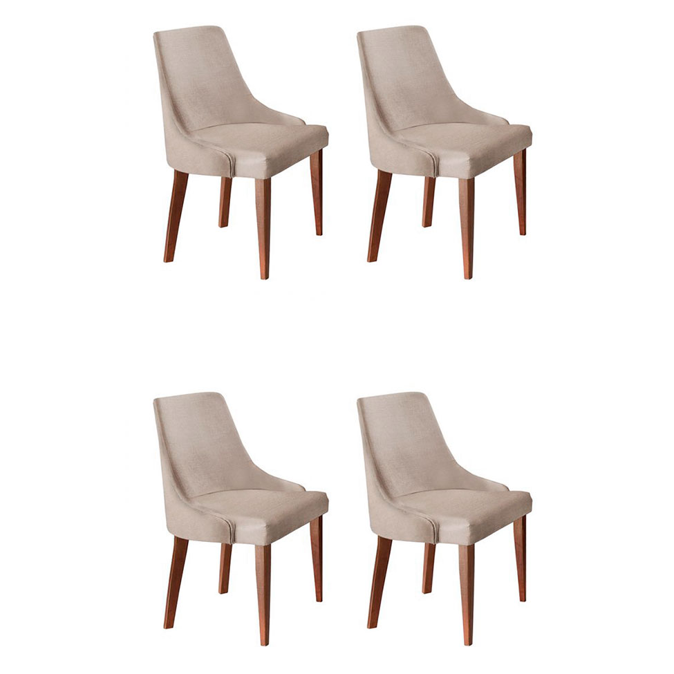 Conjunto com 4 Cadeiras de Jantar Esmeralda I Imbuia e Off White