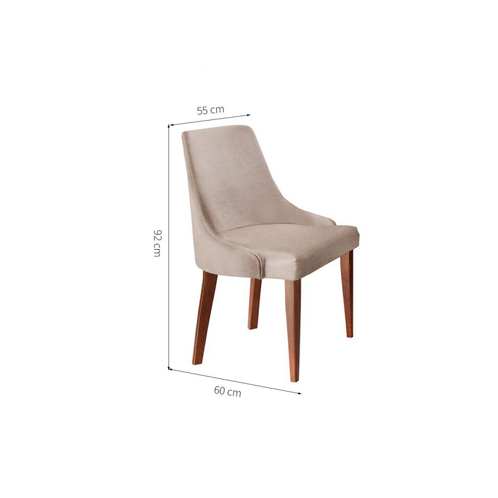 Conjunto com 4 Cadeiras de Jantar Esmeralda I Imbuia e Off White
