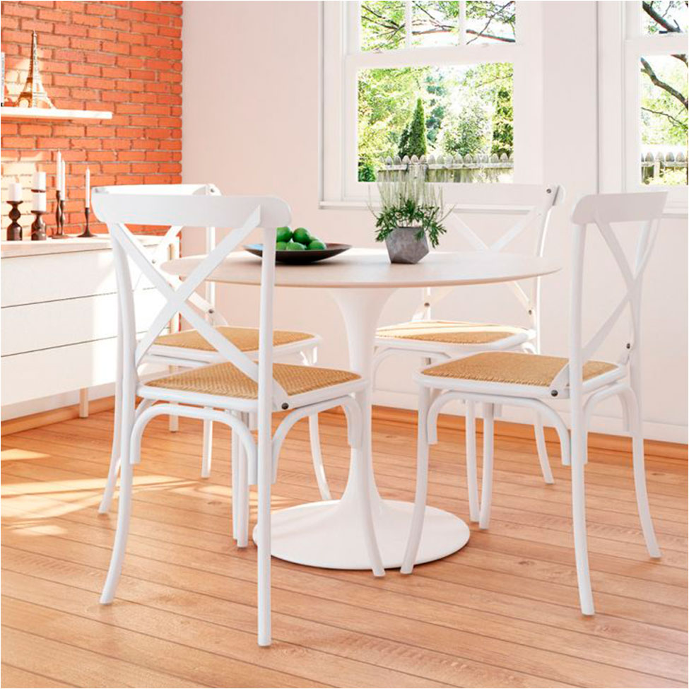 Conjunto com 4 Cadeiras de Jantar Katrina Branca