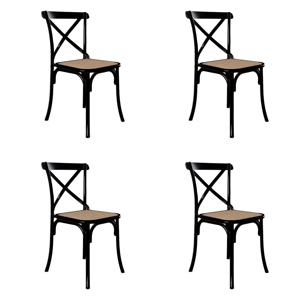 Conjunto com 4 Cadeiras de Jantar Katrina Preta