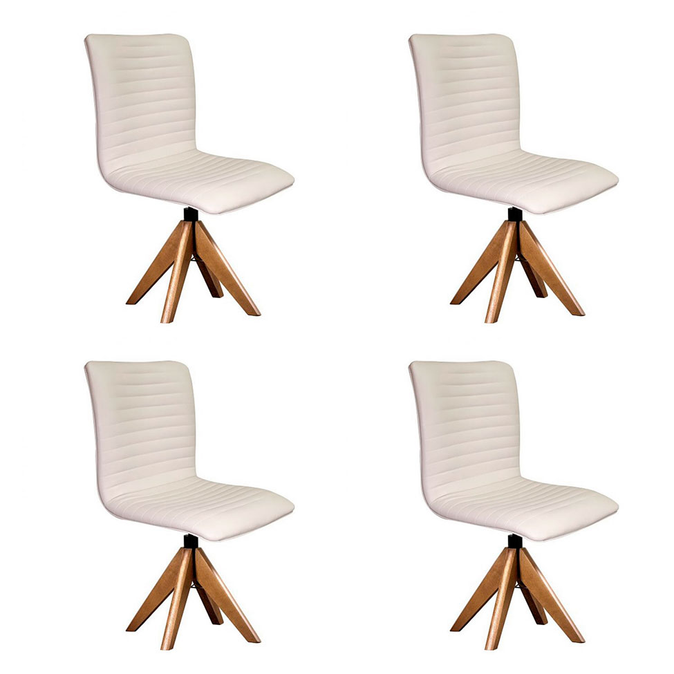 Conjunto com 4 Cadeiras de Jantar Lenk Cru