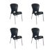 Conjunto com 4 Cadeiras de Plástico Montes Claros Preto