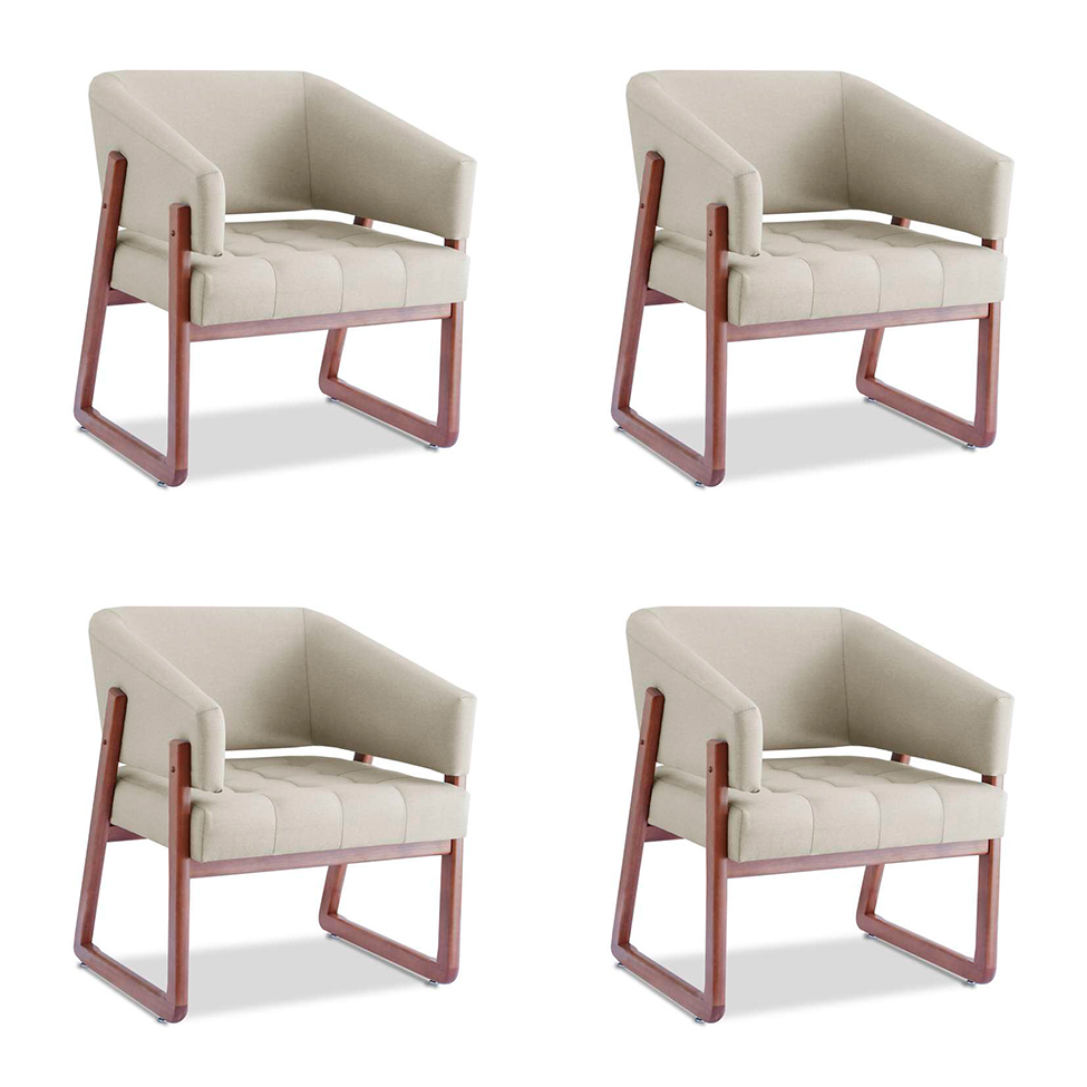 Conjunto com 4 Poltronas Air Areia
