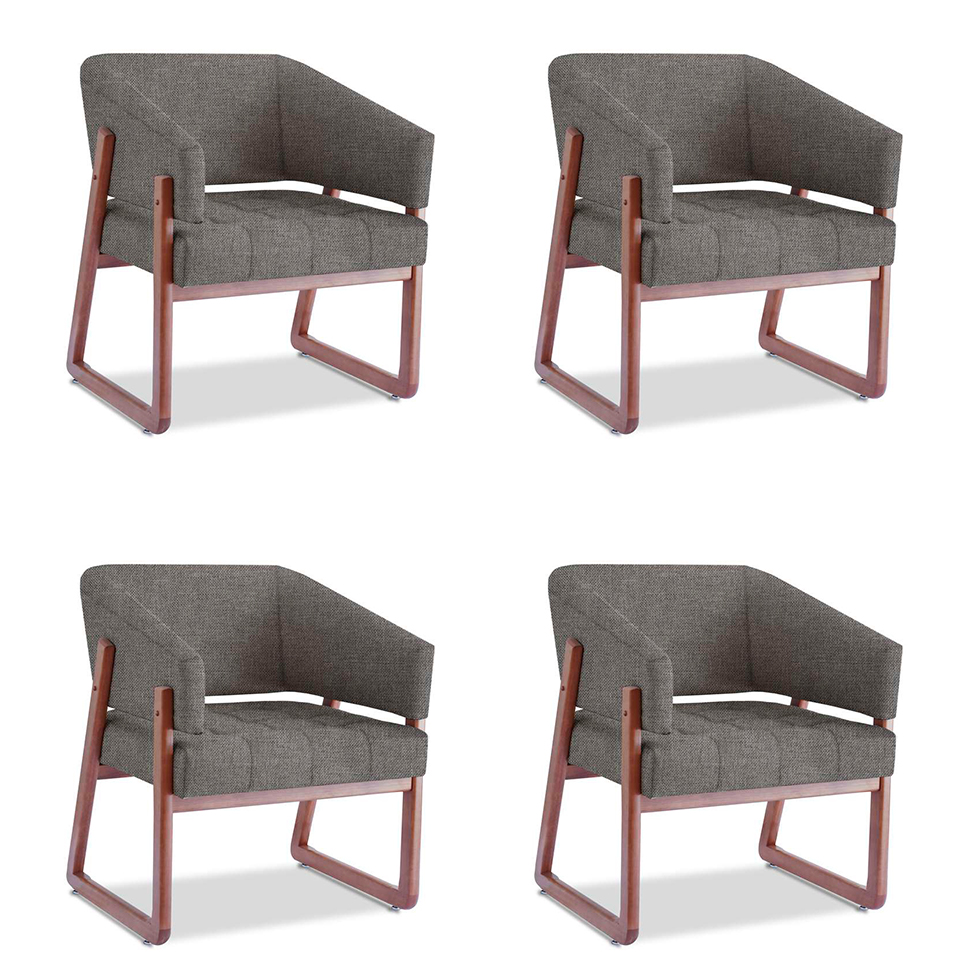Conjunto com 4 Poltronas Air Cinza