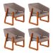 Conjunto com 4 Poltronas Air Linho Cinza e Amêndoa