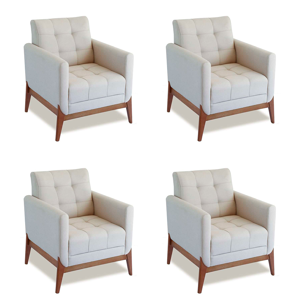 Conjunto com 4 Poltronas Brooks Areia