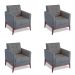 Conjunto com 4 Poltronas Brooks Cinza