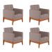 Conjunto com 4 Poltronas Brooks Linho Cinza e Amêndoa