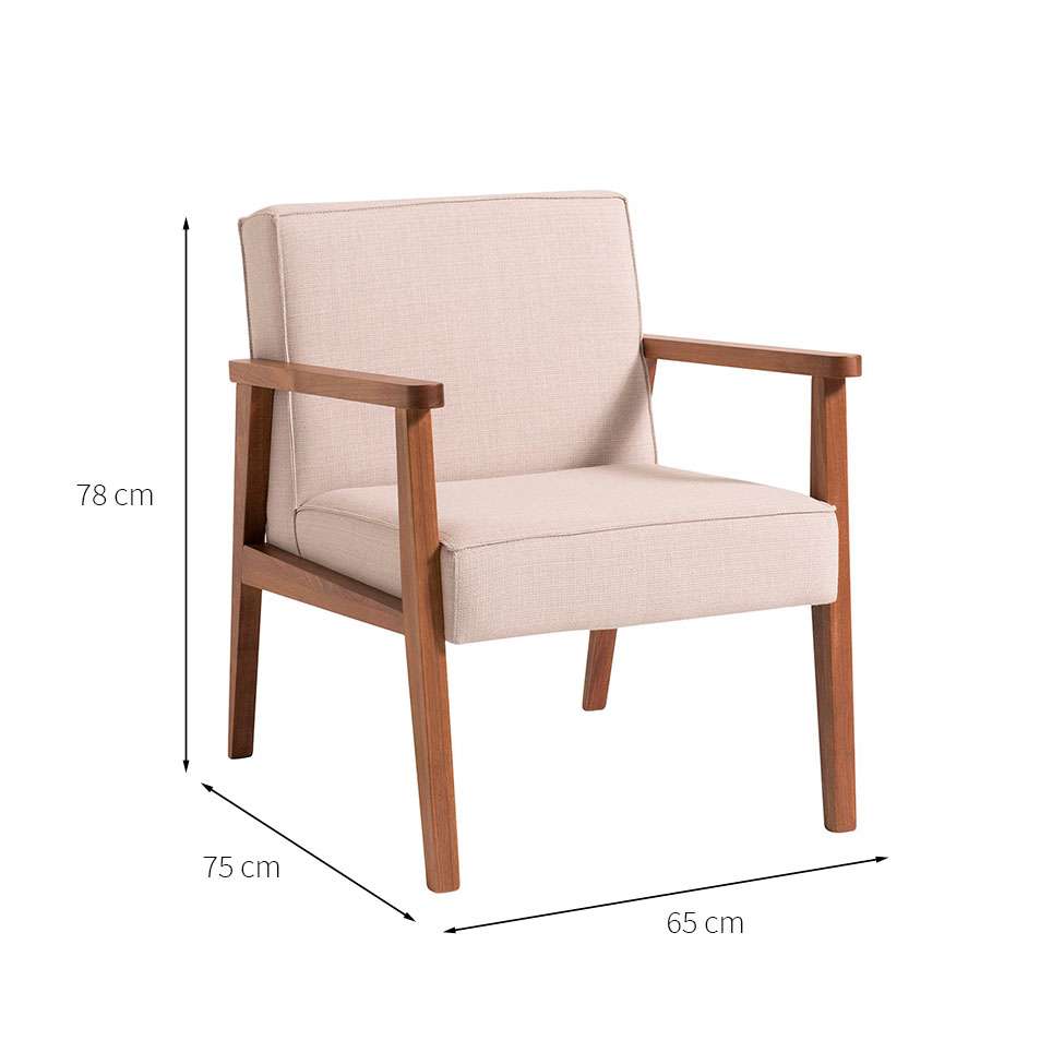 Conjunto com 4 Poltronas Júlia Bege e Nogueira