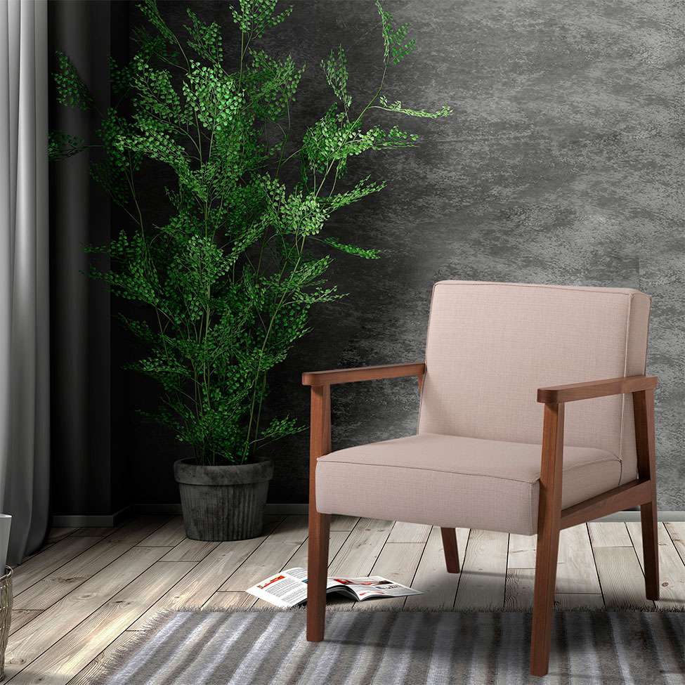 Conjunto com 4 Poltronas Júlia Bege e Nogueira