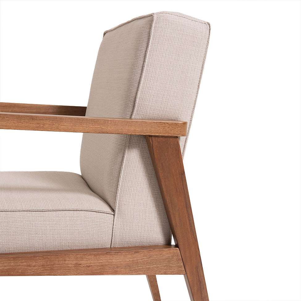 Conjunto com 4 Poltronas Júlia Bege e Nogueira