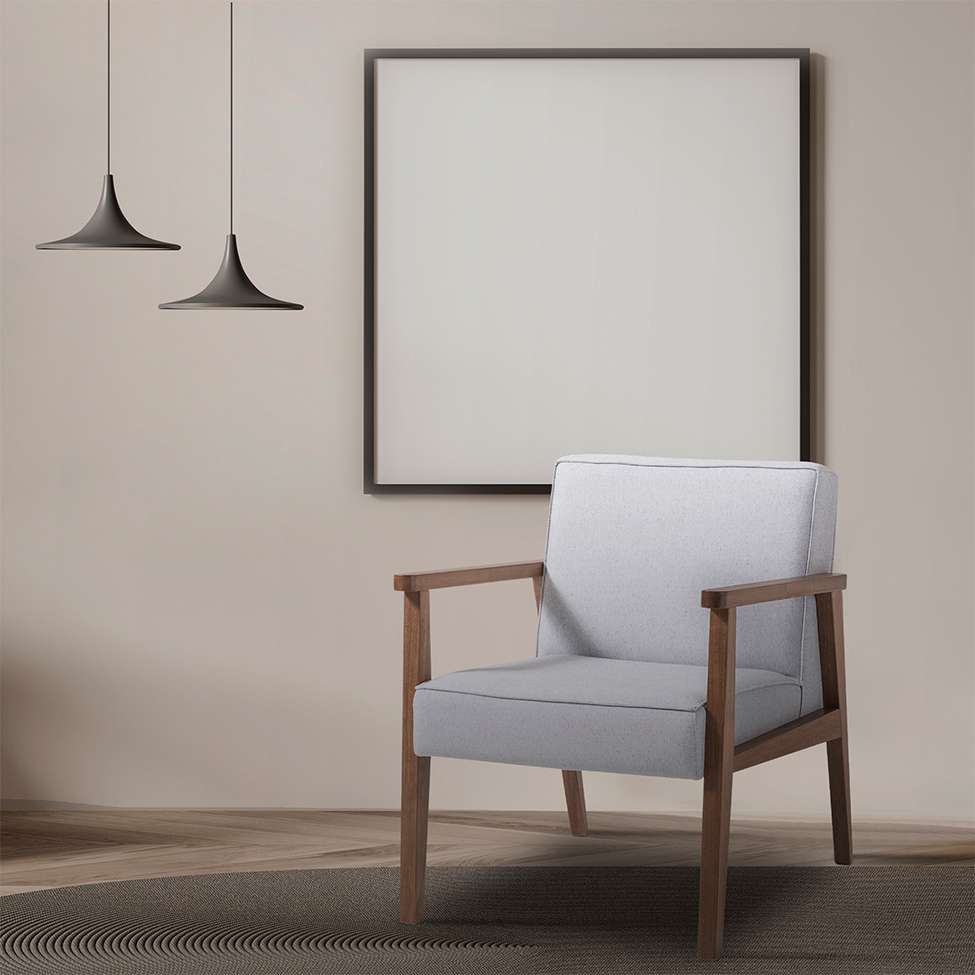 Conjunto com 4 Poltronas Júlia Cinza e Nogueira