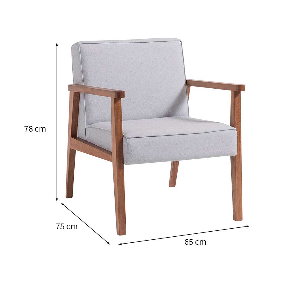 Conjunto com 4 Poltronas Júlia Cinza e Nogueira