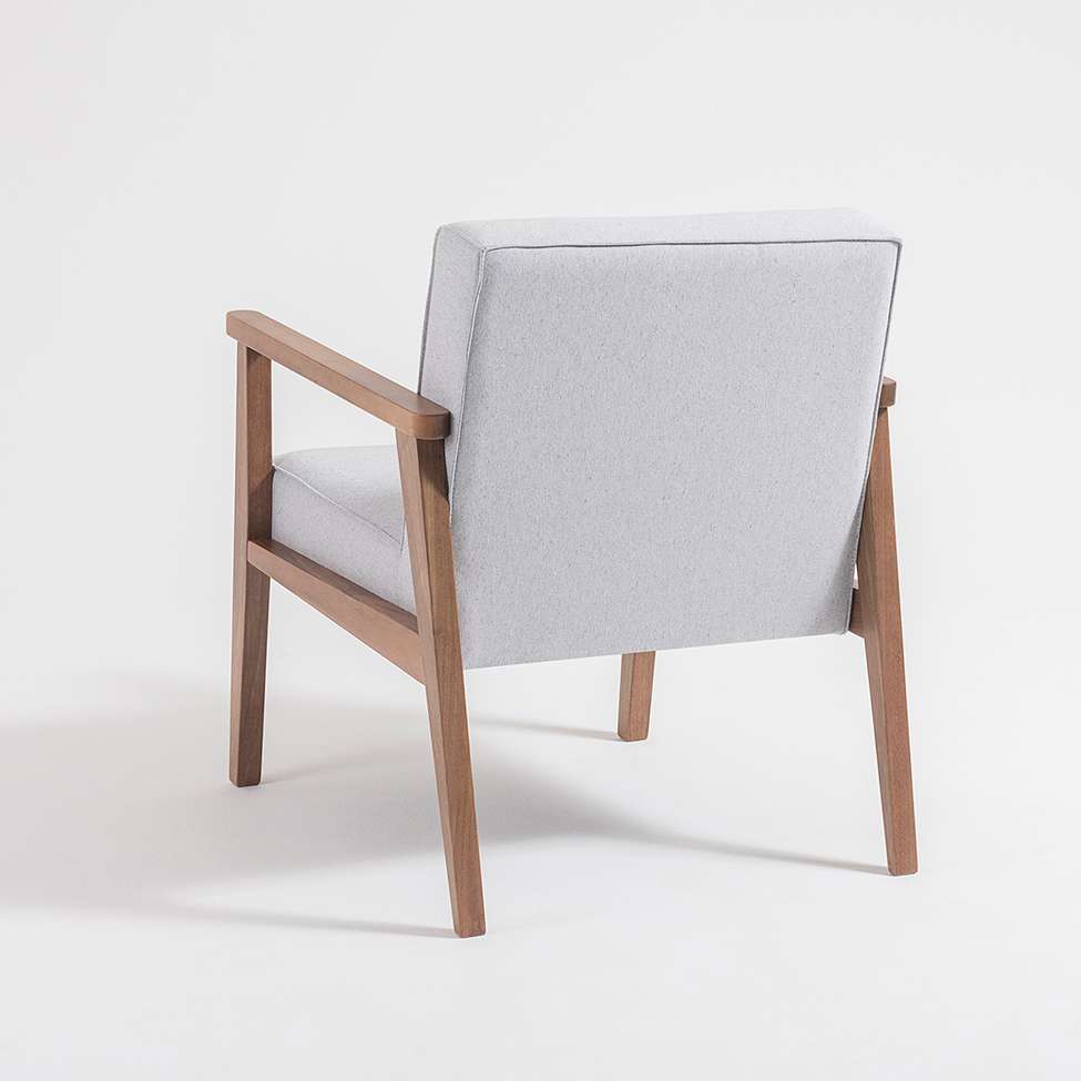 Conjunto com 4 Poltronas Júlia Cinza e Nogueira