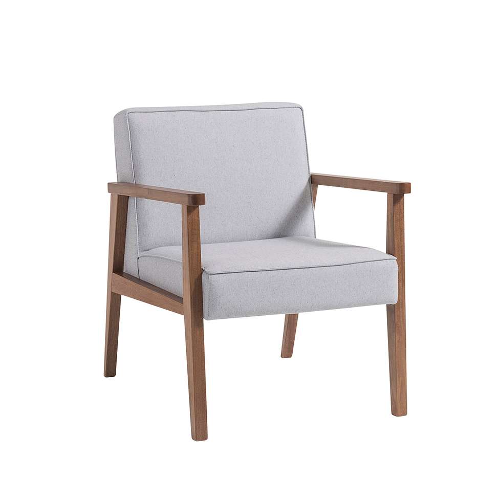 Conjunto com 4 Poltronas Júlia Cinza e Nogueira
