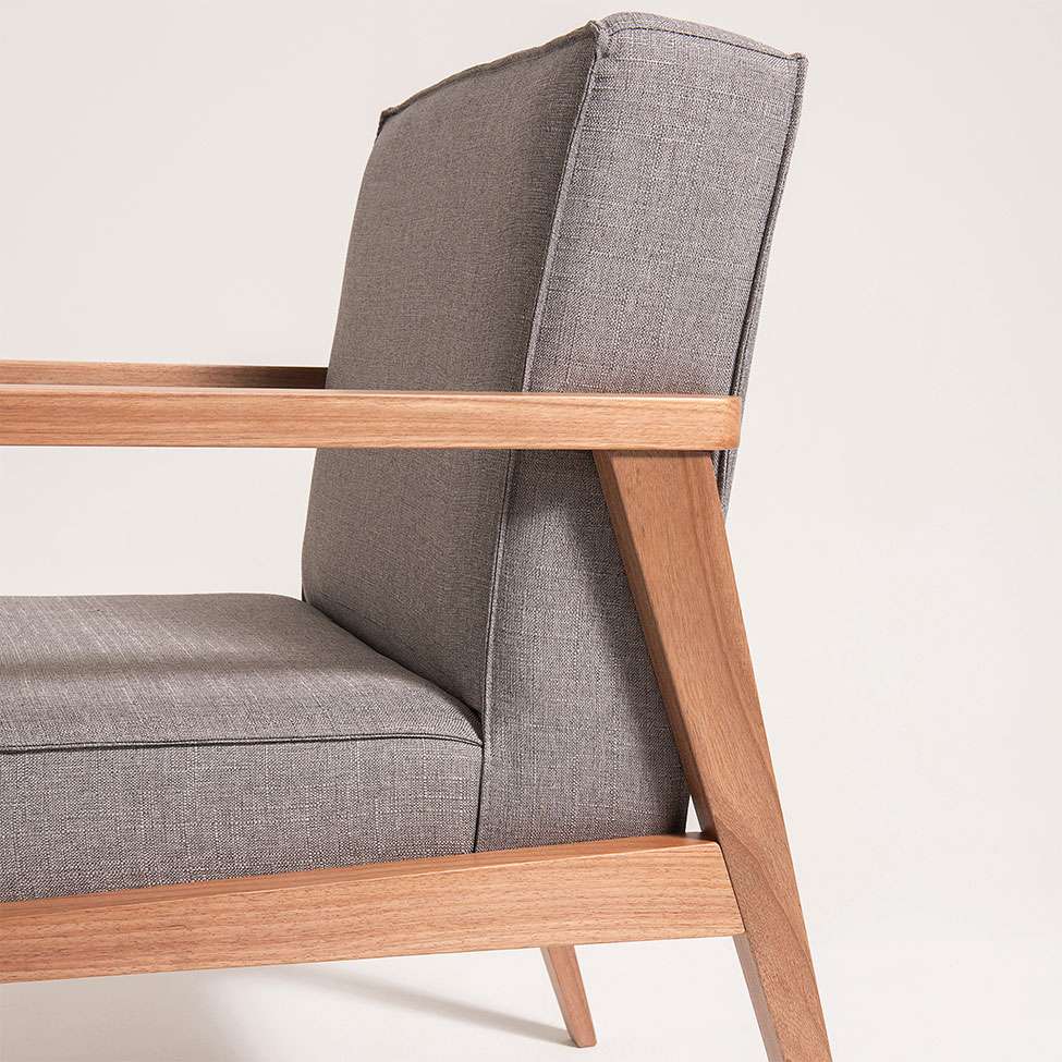 Conjunto com 4 Poltronas Júlia Natural e Cinza