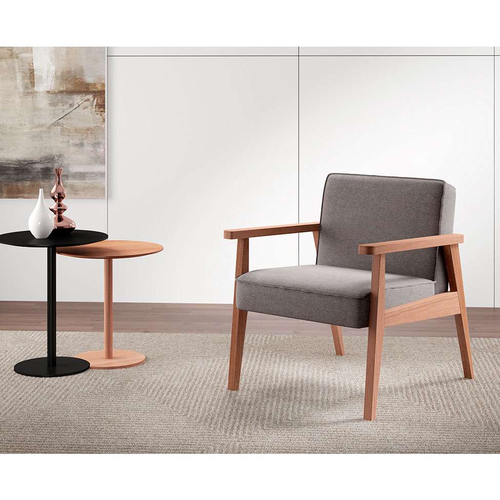 Conjunto com 4 Poltronas Júlia Natural e Cinza