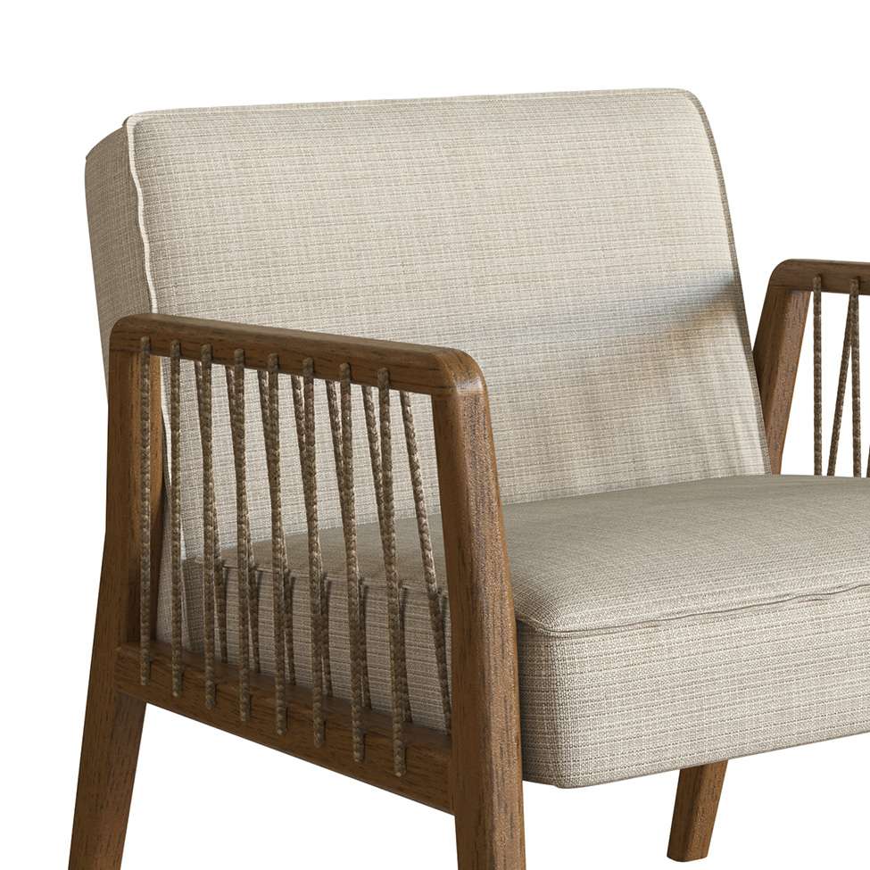 Conjunto com 4 Poltronas Lara Bege e Nogueira
