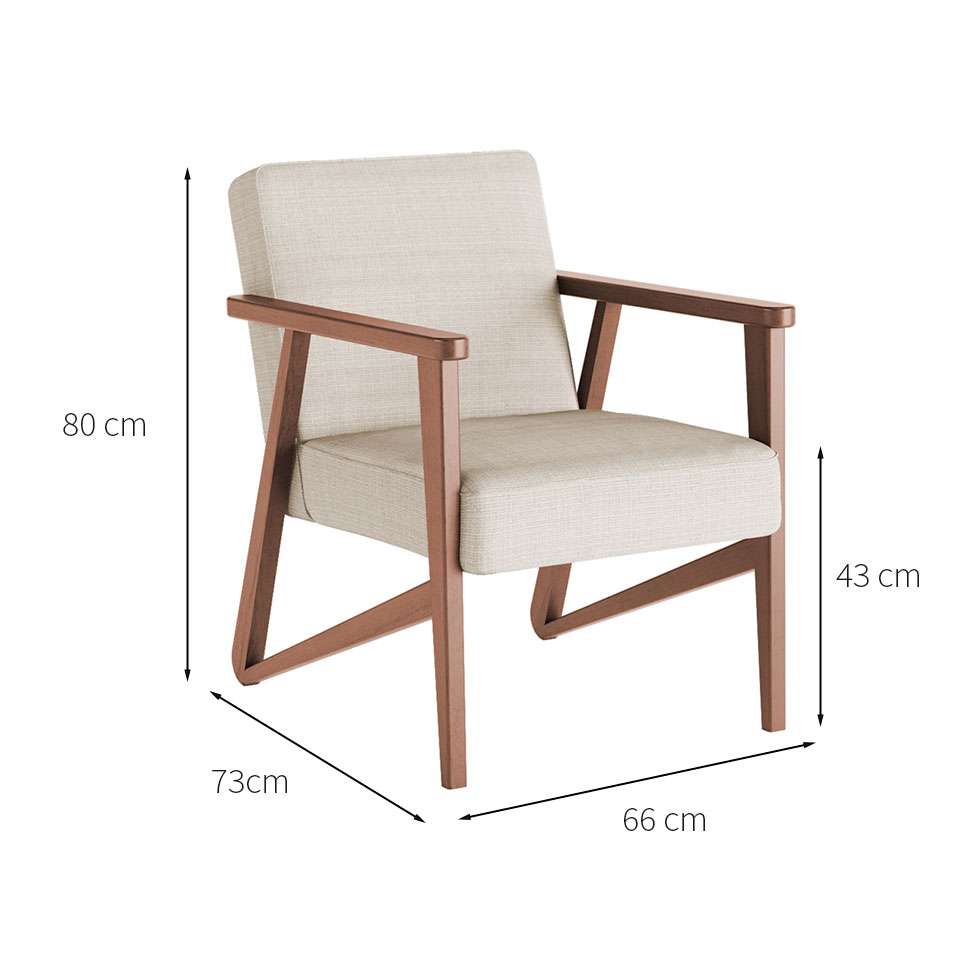 Conjunto com 4 Poltronas Luiza Nogueira Madeira Maciça