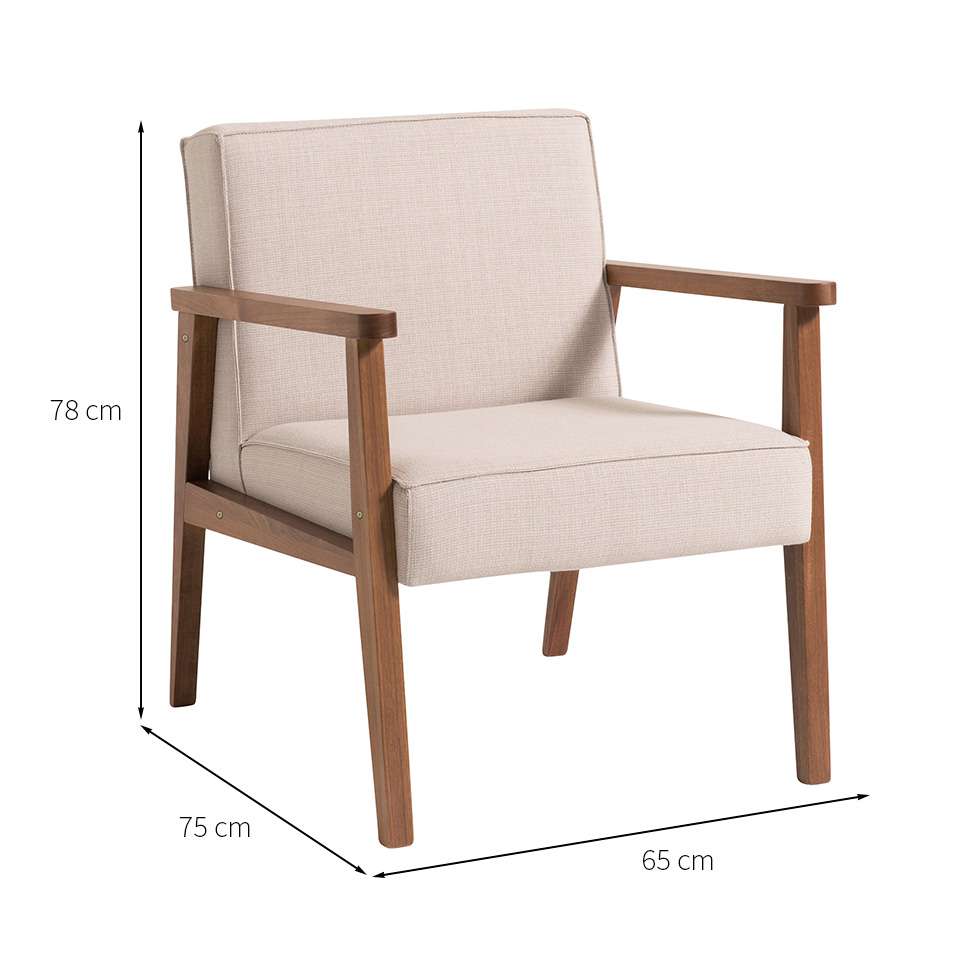 Conjunto com 4 Poltronas New Julia Bege e Nogueira