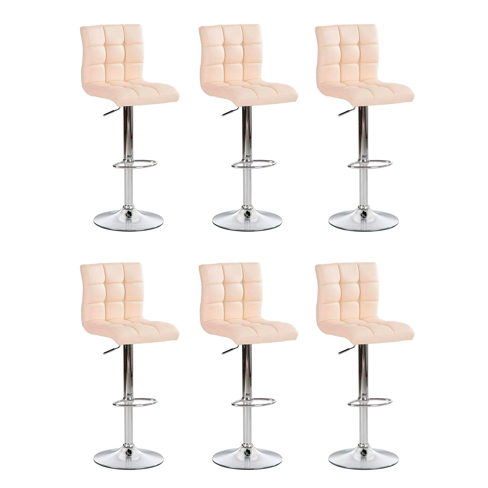 Conjunto com 6 Banquetas Giratórias Fitz Art Creme