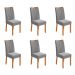 Conjunto com 6 Cadeiras Apogeu Linho Cinza e Amêndoa Clean